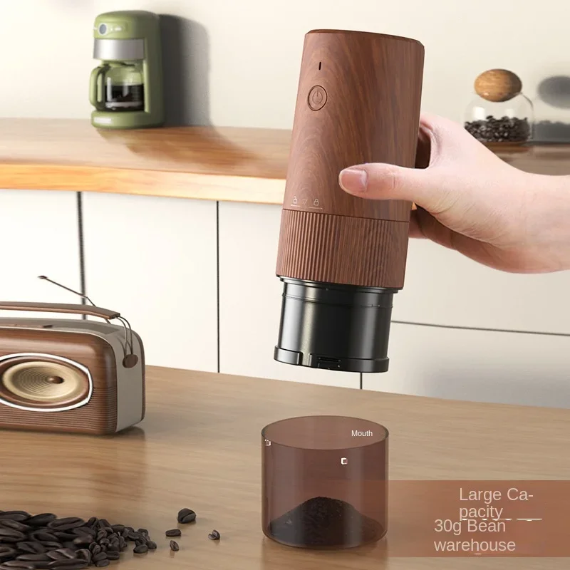 Macinacaffè elettrico portatile con venature del legno Typr-c Ricarica USB Macchina da caffè Macinacaffè automatico Nucleo in acciaio CNC jx pro