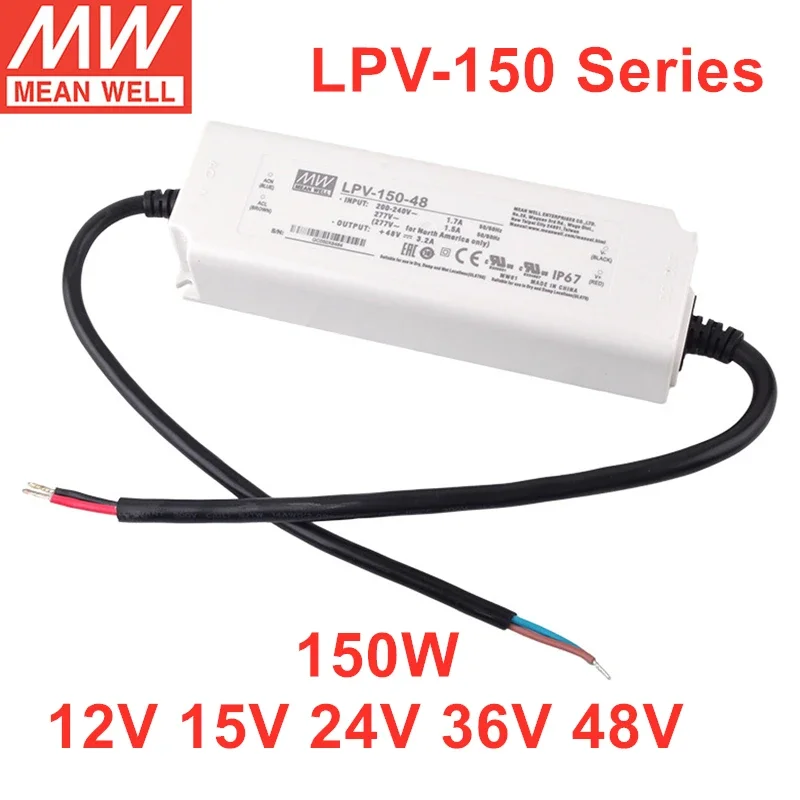 MEAN WELL LPV-150 Series 150W Power Supply IP67 For LED Lighting LPV-150-12 LPV-150-15 LPV-150-24 LPV-150-36 LPV-150-48