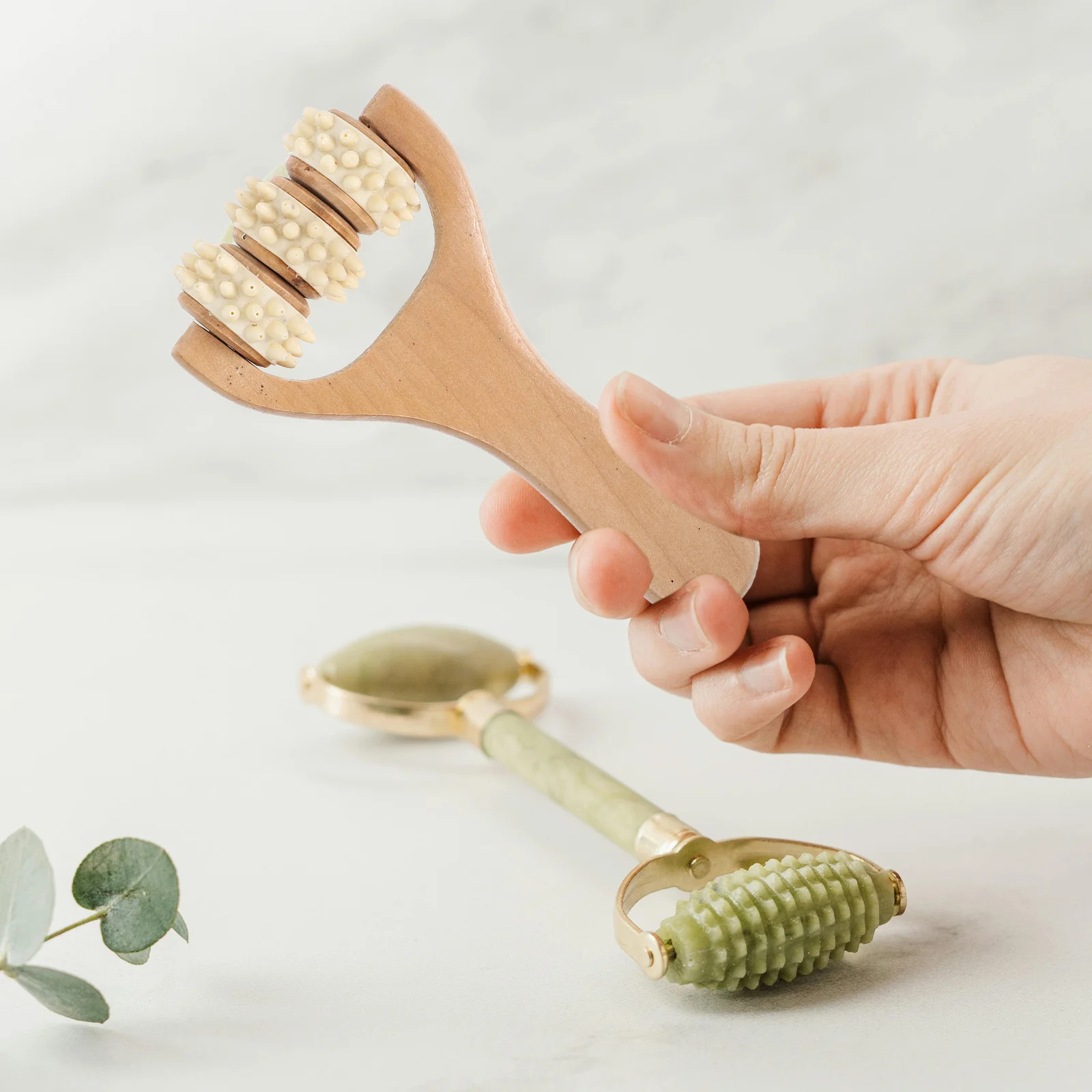 

3Pcs Wood Massage Roller Handheld Natural Wooden Massager Tool for Back Leg Foot Body Acupoint Therapy Roller Massager