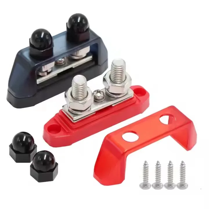 

2-сторонняя шпилька M10, никелированная латунь, 48 В постоянного тока, 250 А, автомобильный блок распределения питания, шина с крышкой для лодки на колесах