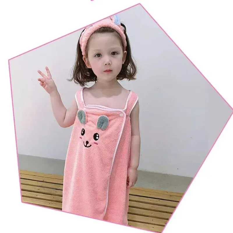 Children's Bath Towel Skin-friendly Thickened Absorbent Sling Cartoon Ultra-soft Than Cotton and Soft Swimsuit Pajamas