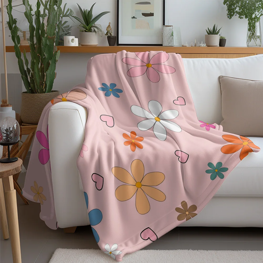 Floral Botanical Spring Aesthetic Plant Nature Art Pattern Throw Blanket for Sofa Bed Living Room Home Decor