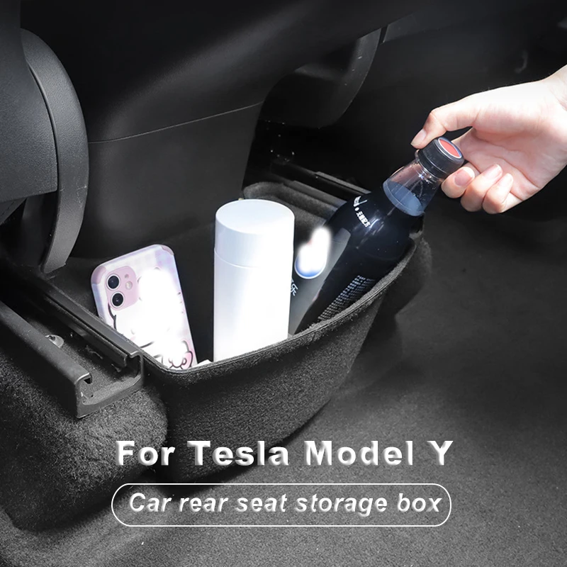 

For Tesla Model 3 Model Y Flocking Rear Central Control Storage Box Rear Middle Organizer Tray For Tesla 3 Y 2021 2022 2023