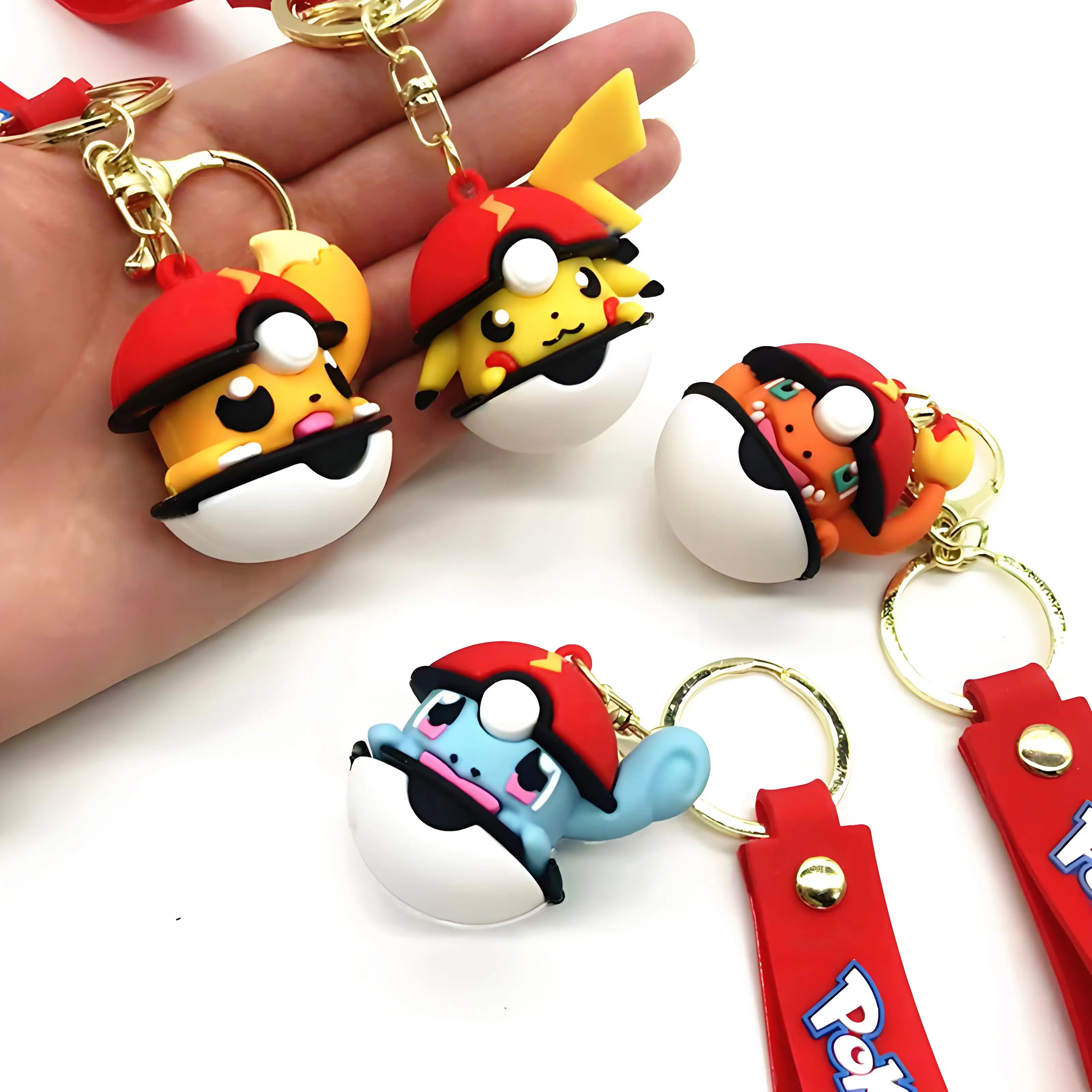 Poké Mon Pikachu beliebter Schlüsselanhänger Cartoon Silikon Anime Schlüsselanhänger Anhänger Herren- und Damen-Schlüsselanhänger