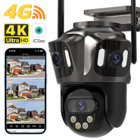 Outdoor 4G SIM Card 4K Three-screen Three-Lens IP Camera  WIFI PTZ Camera Auto Tracking Security Video Surveillance iCsee