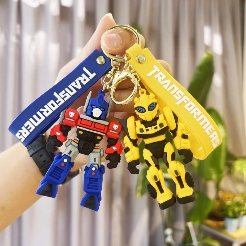 Klassische Film Transformer Optimus Prime Bumblebee Action Figur Modell Schlüsselbund PVC Rucksack Dekoration Anhänger Puppe Geschenk Spielzeug