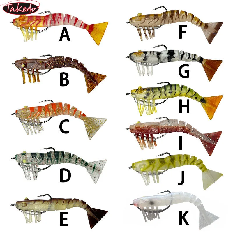 TAKEDO LIVE SHRIMP LV01A 90MM 8G 120MM 17G Prawn Lure TPR Artificial Bait Soft Lure Fishing Shrimp Lure Sea Bass Lure
