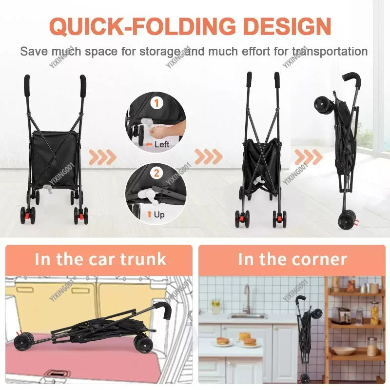 

Multifunctional Portable Foldable Pet Stroller for Small to Medium Dogs And Cats Travel Outdoor Cart with Teddy