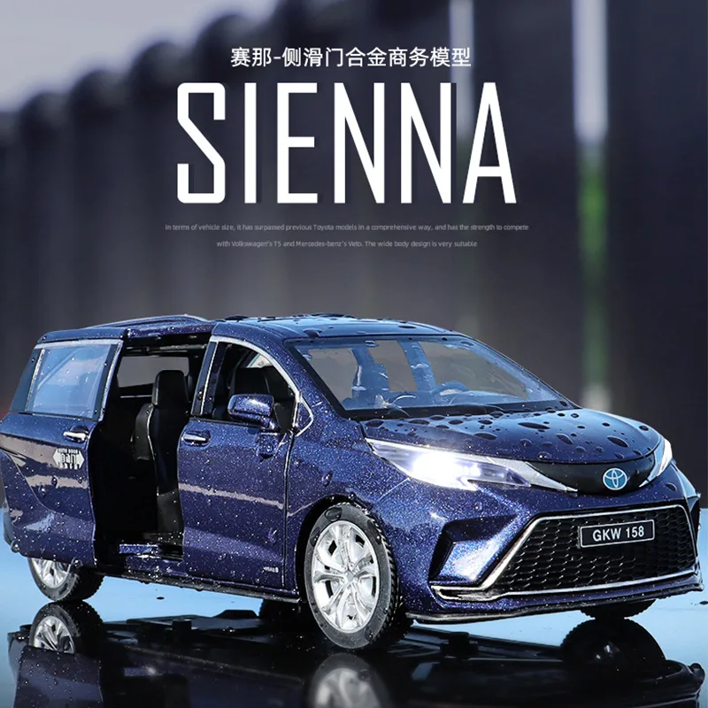 

Diecast 1:24 Alloy Model Car Miniature Sienna MPV Collectible Gift for Children Pullback Metal Vehicle Boy Kid Christmas Hot Toy