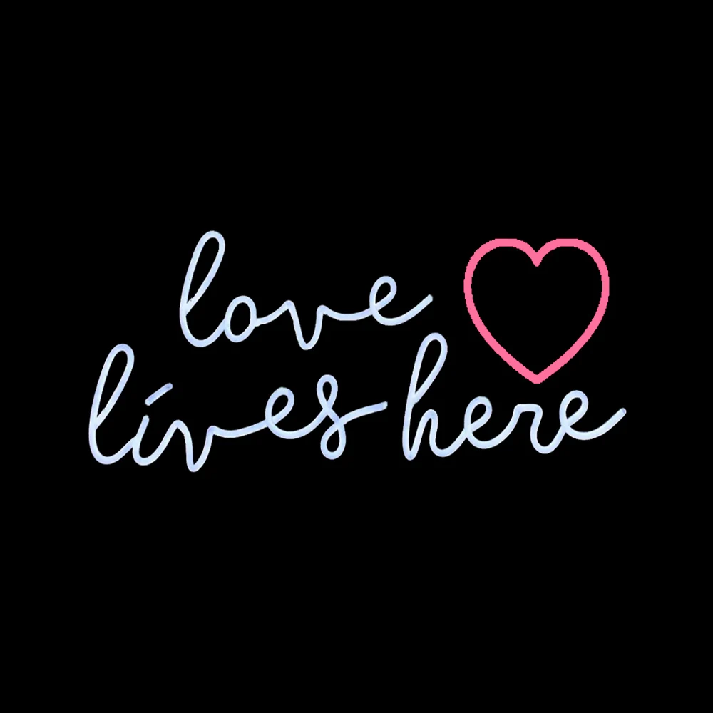 Love Lives Here Heart Lamp Custom Handmade Real Glass Tube Decoration Mariage Room Decor Display Sign Neon Light Wedding 19