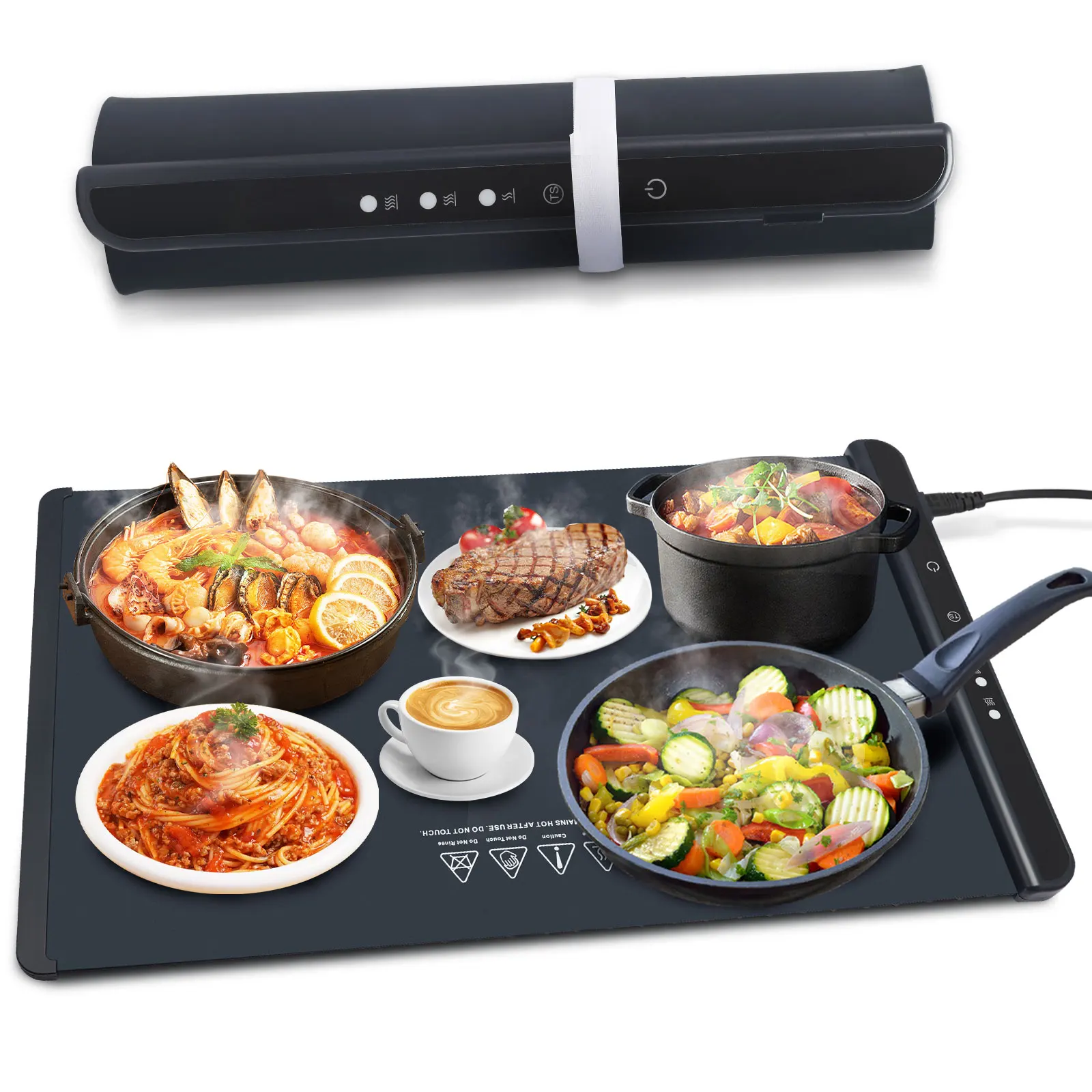 Electric Warming Tray Temp Setting Food Warming Mat, Full-Surface Heat in 10s, Foldable Food Warmers for Buffet Server Party