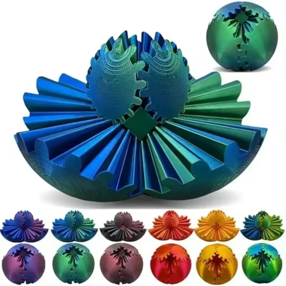 NEW Christmas 3D Printed Anxiety Relaxing Gear Sphere Gear Ball Spin Ball Fidget Toy Ball Fidget Toy for Kids Stress Relief Toy