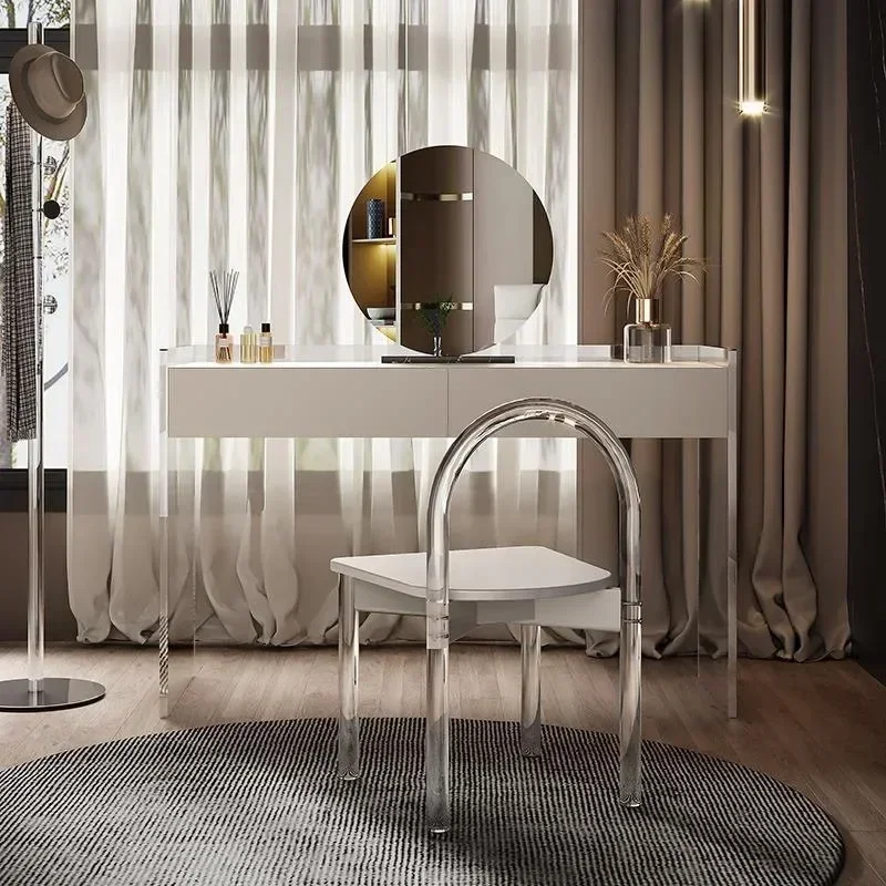 Acrylic Dressing Table Drawer Women Makeup Luxury Dressing Table Chair Bedroom White Vanitys Para Maquillaje Hotel Furniture