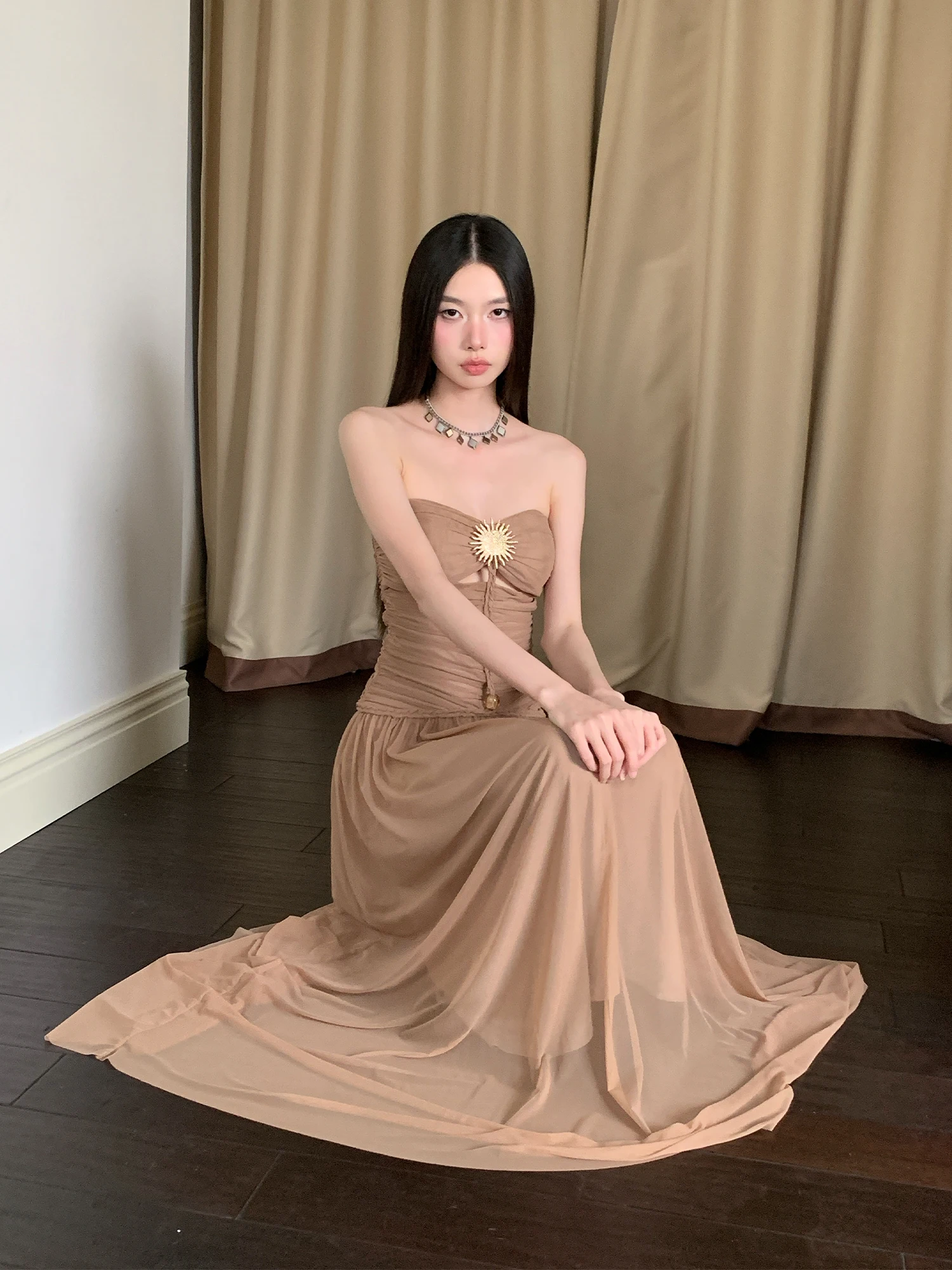 

Сексуальный летний платье-платье-рубашка MOXI Godd из тканого полиэстера с эффектом утягивания талии, в китайском стиле, для стильных девушек