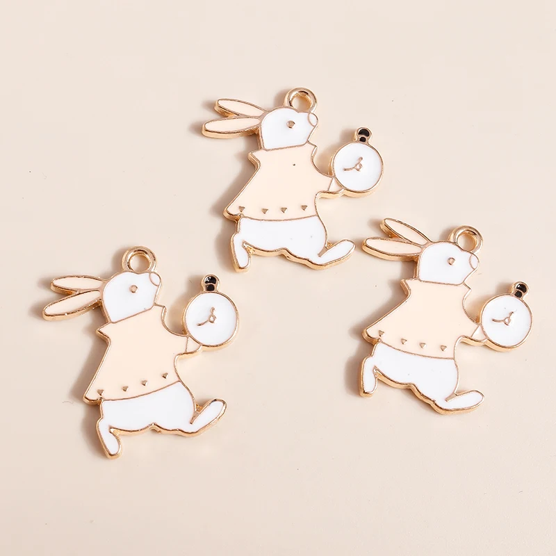 10pcs Enamel Mini Rabbit Charms for DIY Jewelry Making