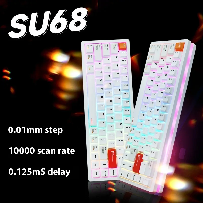 Everglide SU68 Magnetic Axis Keyboard Aluminium Alloy Hot Swap Keyboard 8K Low Delay RGB E-Sport Customization Keyboards Gifts