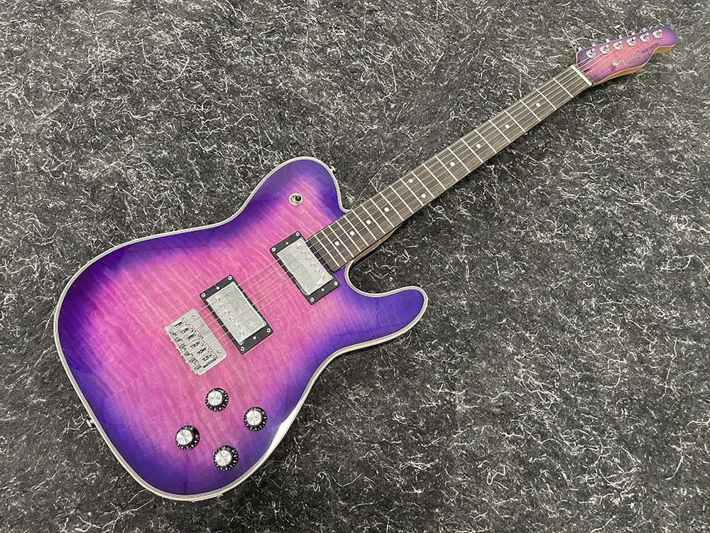 Custom shop TL electric guitar, purple flame maple top, maple neck and rosewood fingerboard, high quality, free delivery.