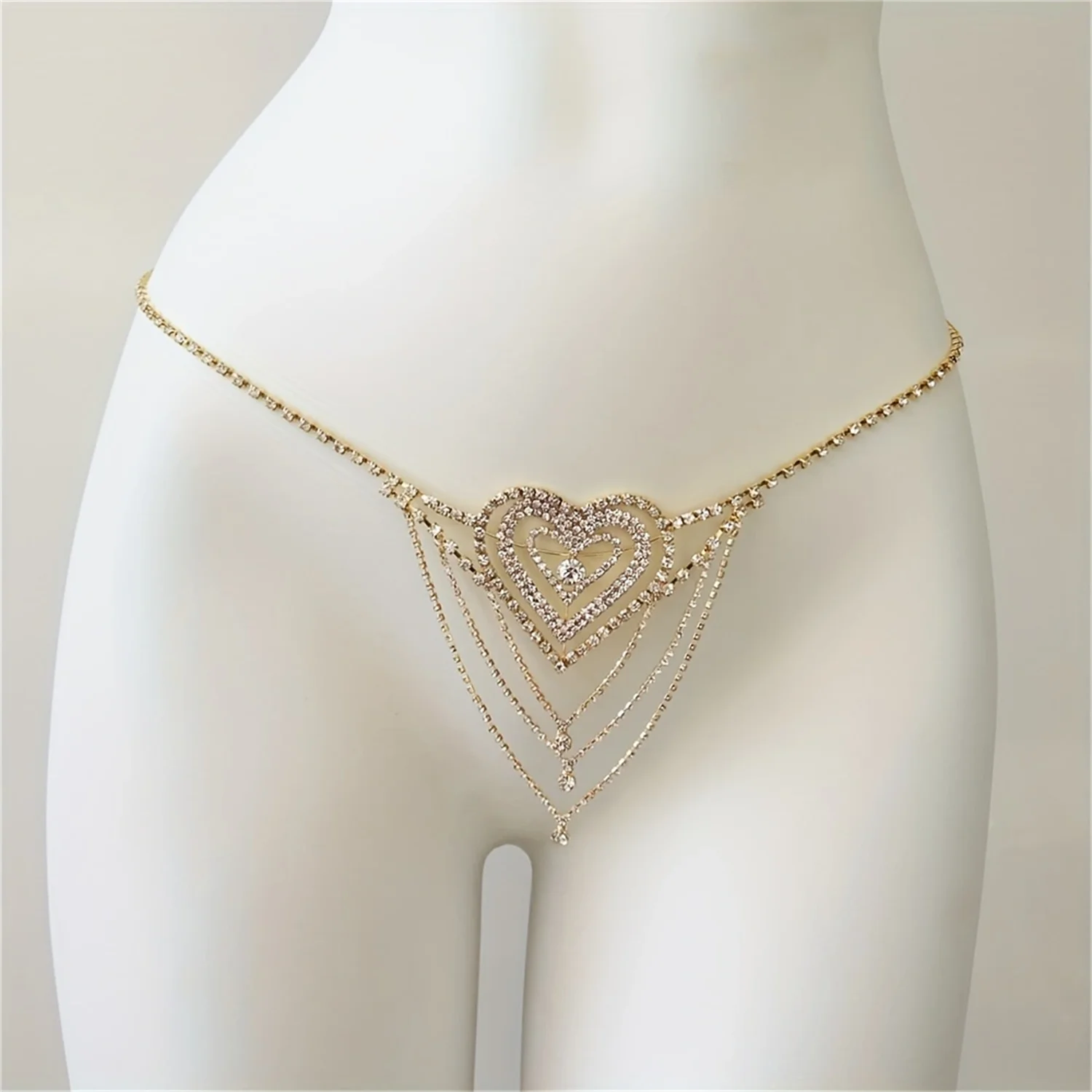 Ladies Fashion Sexy Ruby Red Mixed White Bikini Body Chain Trendy Shining Water Diamond Nightclub Party Underwear Chain