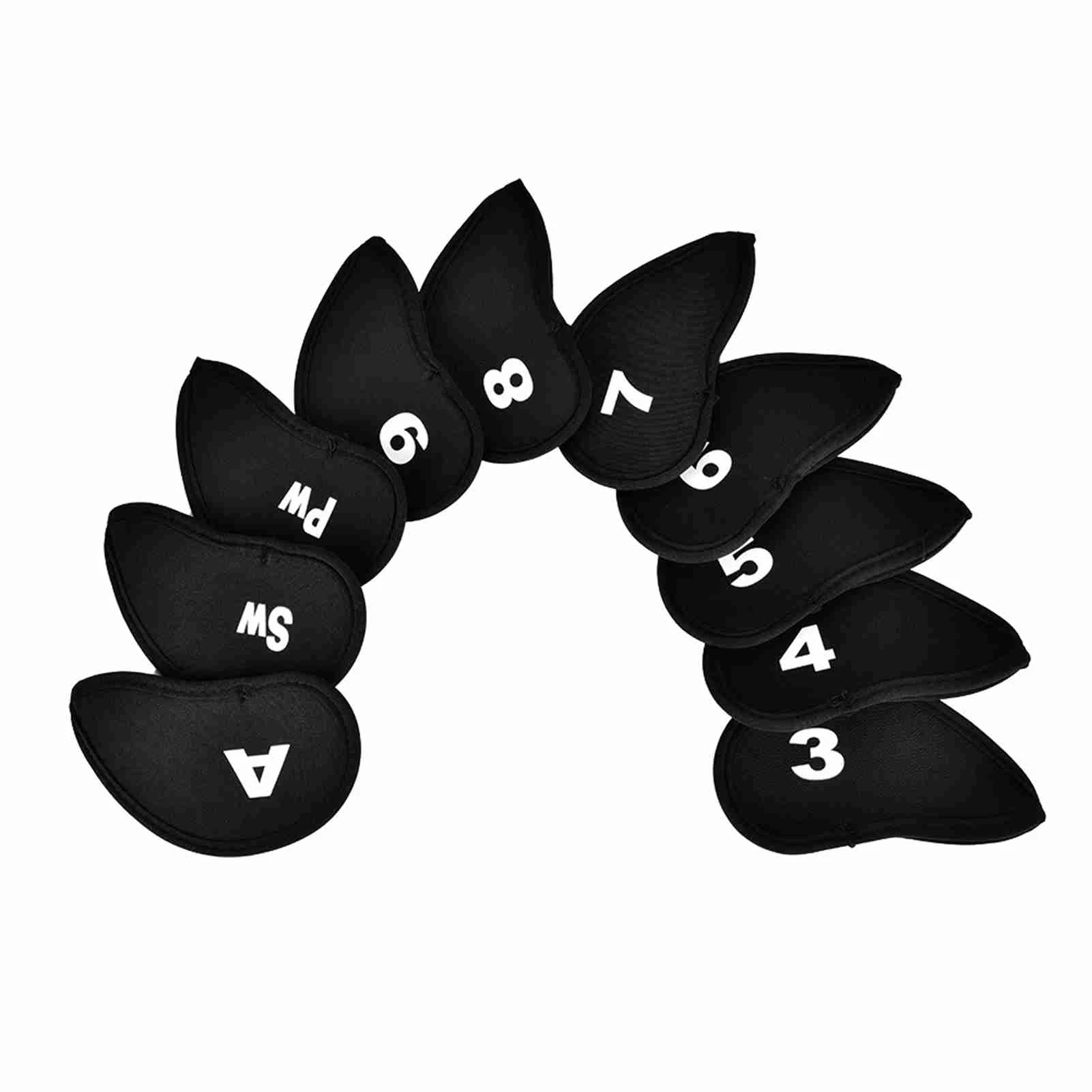 10Pcs Durable Neoprene Golf Iron Club Cue Head Protect Cover with Number Letter