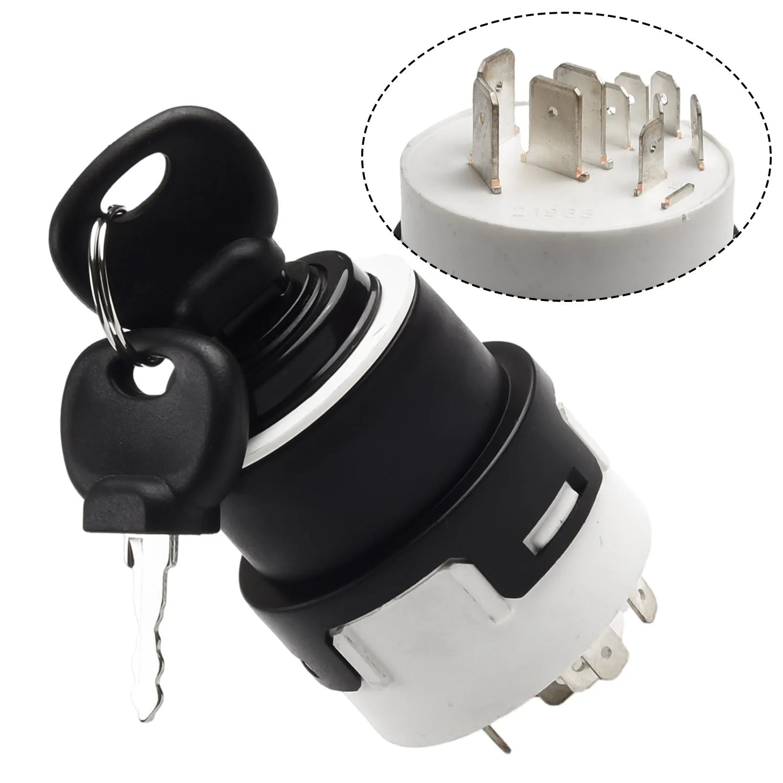 For JCB 4CX Loader Excavator Ignition Switch With 2 Keys 10 Pins Fits 701/80184 85804674 330262 White Black Plastic Replacement