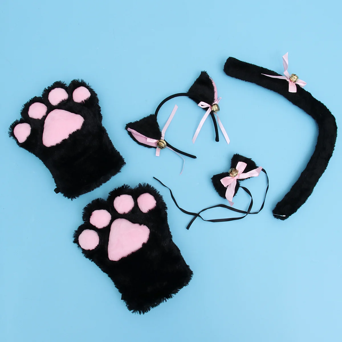 고딕 파티 코스프레 액세서리 고양이 코스프레 의상용 5개 고양이 발톱 장갑 귀 목걸이 세트