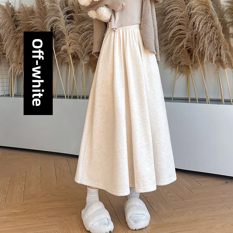 High Waist A-Line Midi Skirt Lazy Style Women's Spring Autumn Winter New 2026 Sembach Ramen Skirt Casual Pants Polyester Fiber
