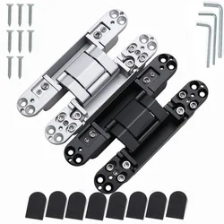2PCS Invisible Door Hinges, Hidden Door Hinges, Hidden Adjustable Cross Wooden Door Outward Opening Hidden Door Hinges