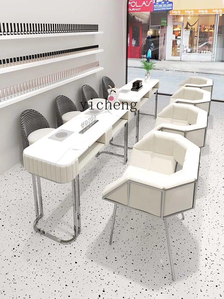 ZC Vacuum Cleaner Nail Table and Chair Suit Combination Single Double Three-Person Nail Table with Socket