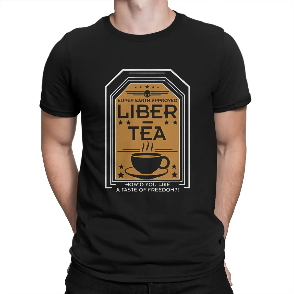 Men T-Shirts Liber Tea Helldivers Vintage Pure Cotton Tees Short Sleeve Helldivers T Shirts Round Neck Clothes New Arrival