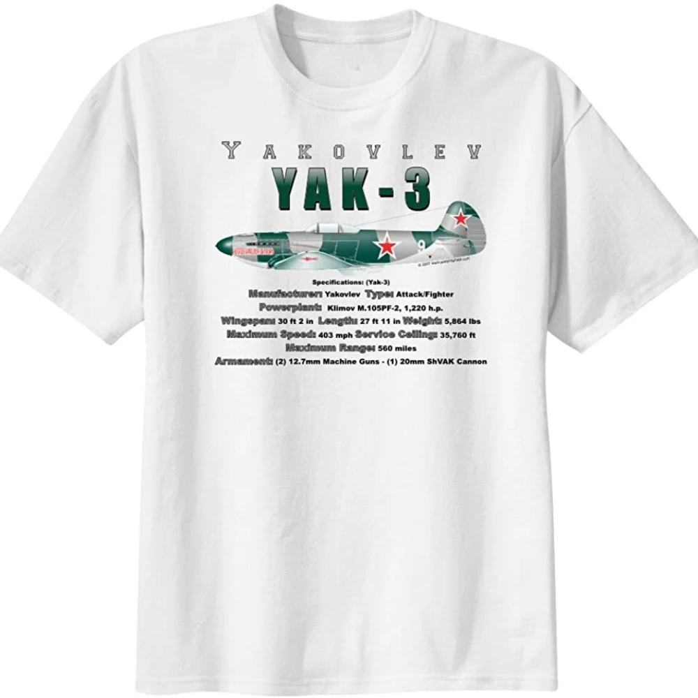 Soviet Russian WWII Warbird Yakovlev Yak-3 Fighter Aircraft T-Shirt. Premium Cotton Short Sleeve O-Neck Mens T Shirt New S-3XL