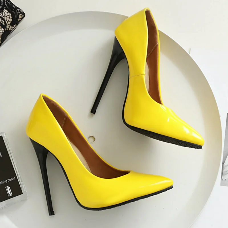 Elegant Thin High Heels Pumps Shoes White Green Red Yellow Black Women\'s Heeled Party Office Wedding Shoes Ladies Large Size 45