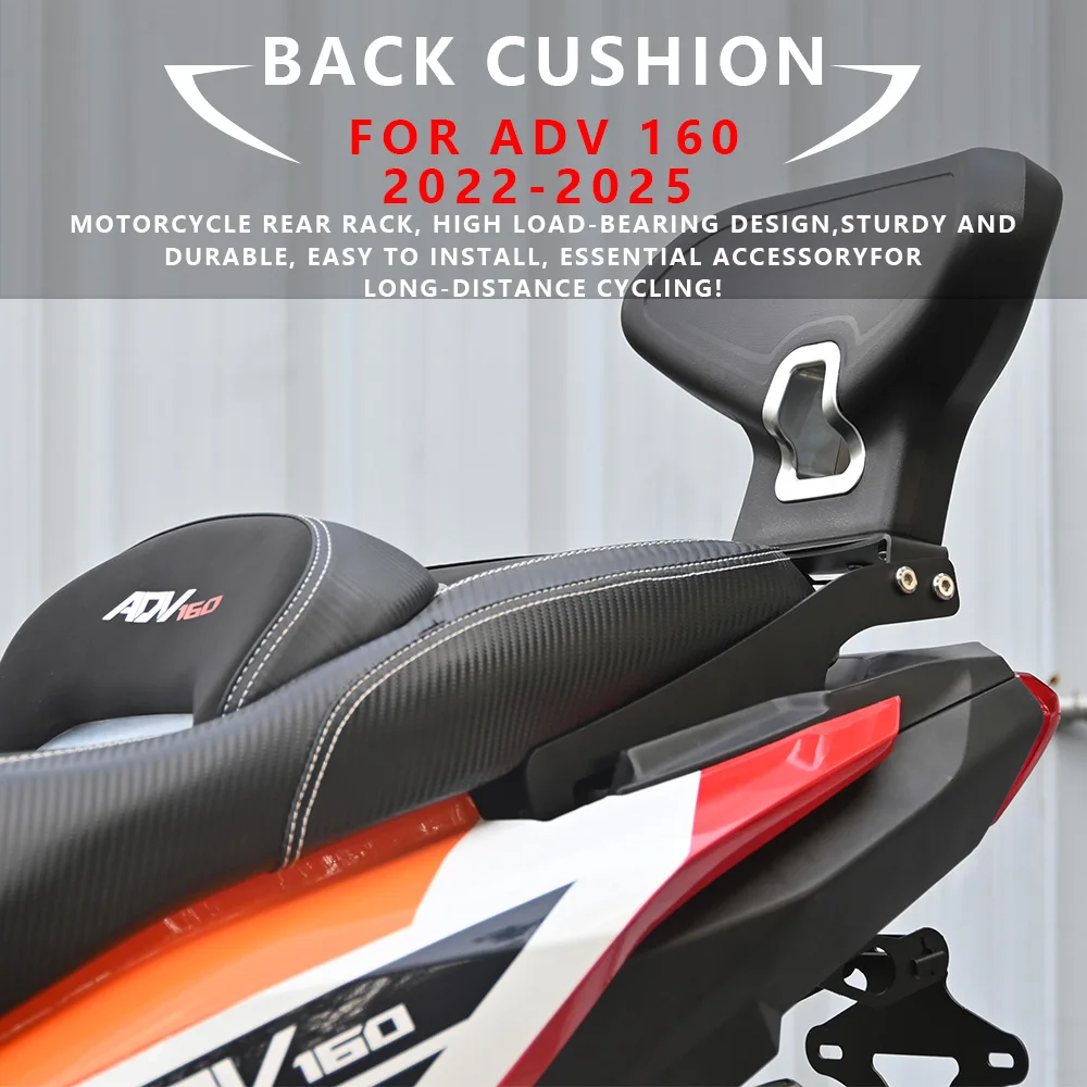 

MTKRACING For HONDA ADV 160 2022-2025 Motorcycle Rear Backrest Cushion Rear Sissy Bar Passenger Back Rest