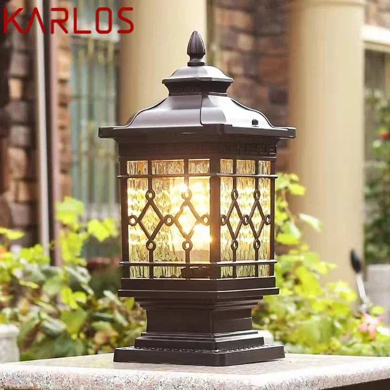 KARLOS Lampada da palo classica per esterni Lampada da pilastro a LED con elettricità semplice impermeabile per il paesaggio del giardino retrò del cortile della villa