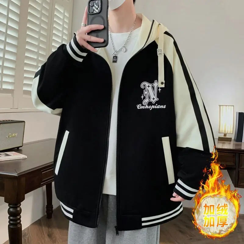 

Куртка-кардиган Thiened Fce Jaet для подростков, осенне-зимняя, новая, свободного кроя, с капюшоном, для старшеклассников...