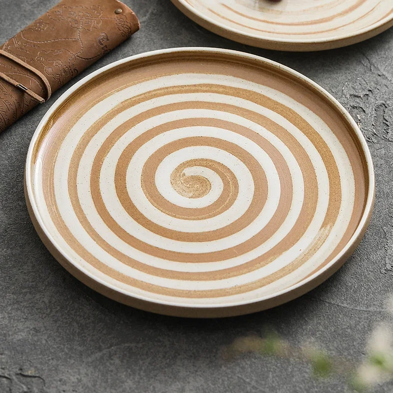 Vintage Circular Ceramic Dinner Plate Sushi Plate Dessert Plate Snack Plates Restaurant Specialty Molecular Cuisine Tableware