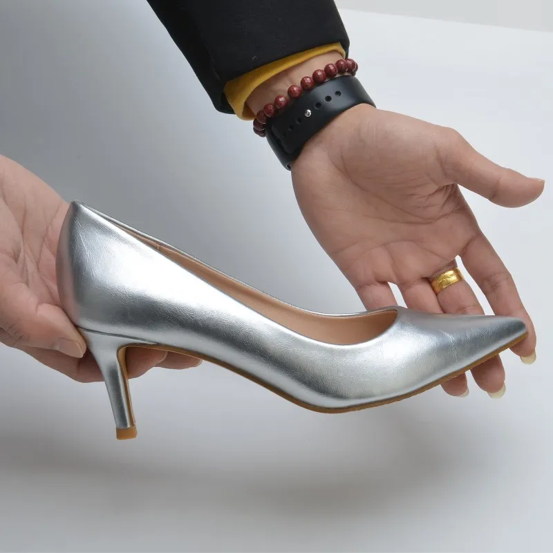 Французские туфли 2023, новые серебряные туфли на высоком каблуке с острым носком для подружки невесты, профессиональные женские туфли на одинарной платформе Французские туфли 2023, новые серебряные туфли на высоком каблуке с острым носком для подружки невесты, профессиональные женские туфли на одинарной платформе
