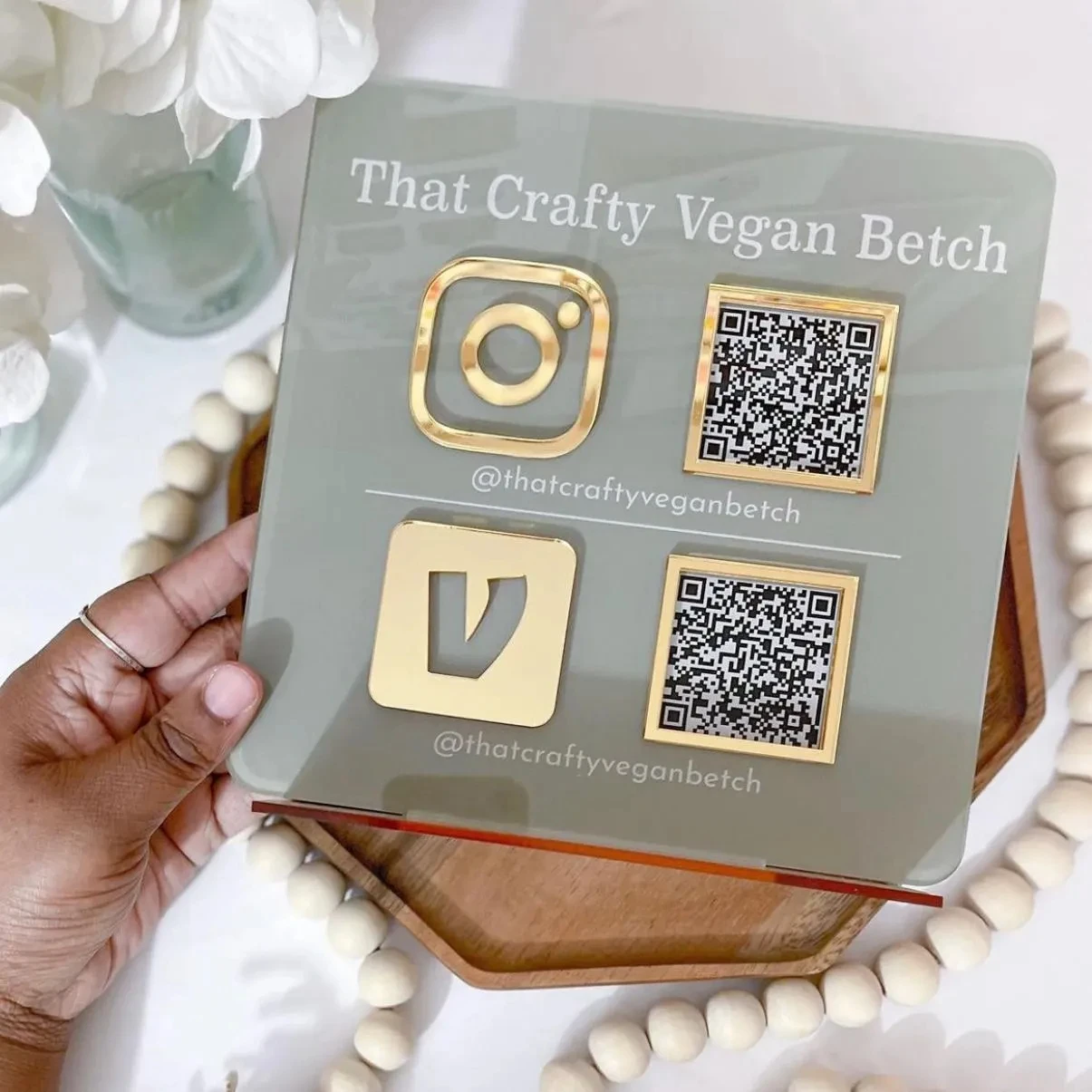 Personalized 2 QR Codes Acrylic Sign for Bar Cafe Easy Ordering Payment Google Reviews Coupon Share Shop Decor Customer Social