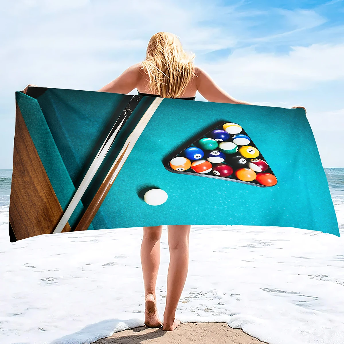 

Beach Towels Oversized for Adults Microfiber Beach Towel Sand Free Quick Dry Absorbent and Lightweight,Billiards Print Towel