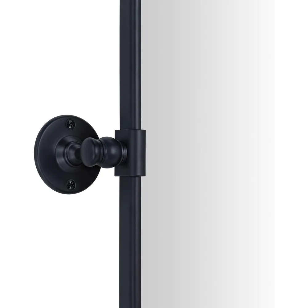 Rectangle Pivot Mirror with Tilt and Beveled Edges for Bathroom, Matt Black Metal Framed Vanity Mirror with Long-Lasting Durabil