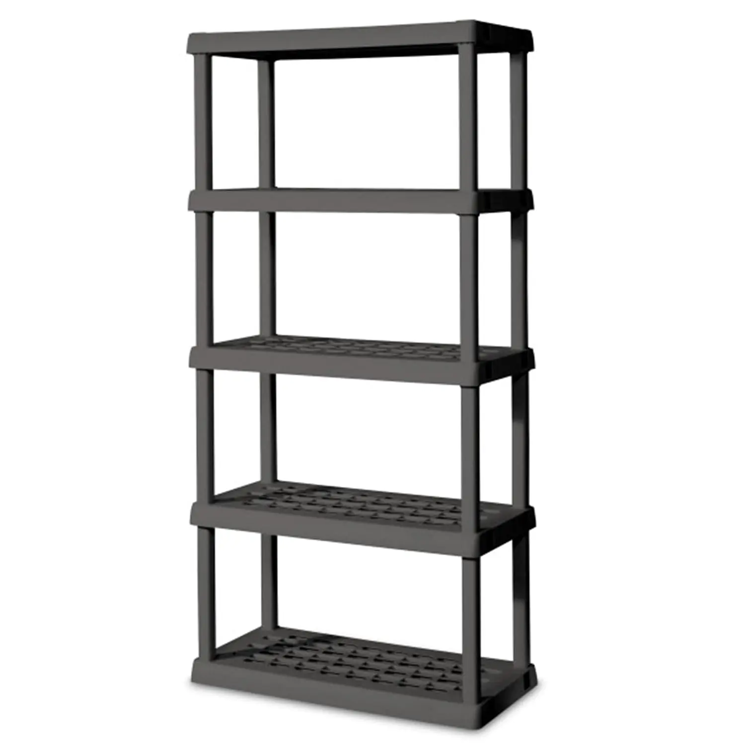 Heavy-Duty 5-Tier Plastic Storage Rack, Freestanding Shelf 150 lb Per Layer for Kitchen Bathroom Garage Basement, Customized