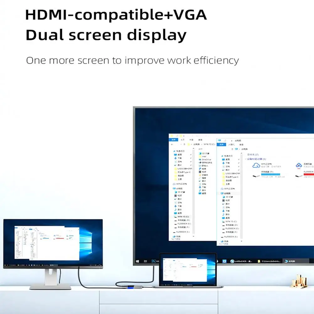 

Video Converter Widely Compatible Video Signal Adapter USB3.0 to HDMI-compatible VGA 1080P Video Digital Converter