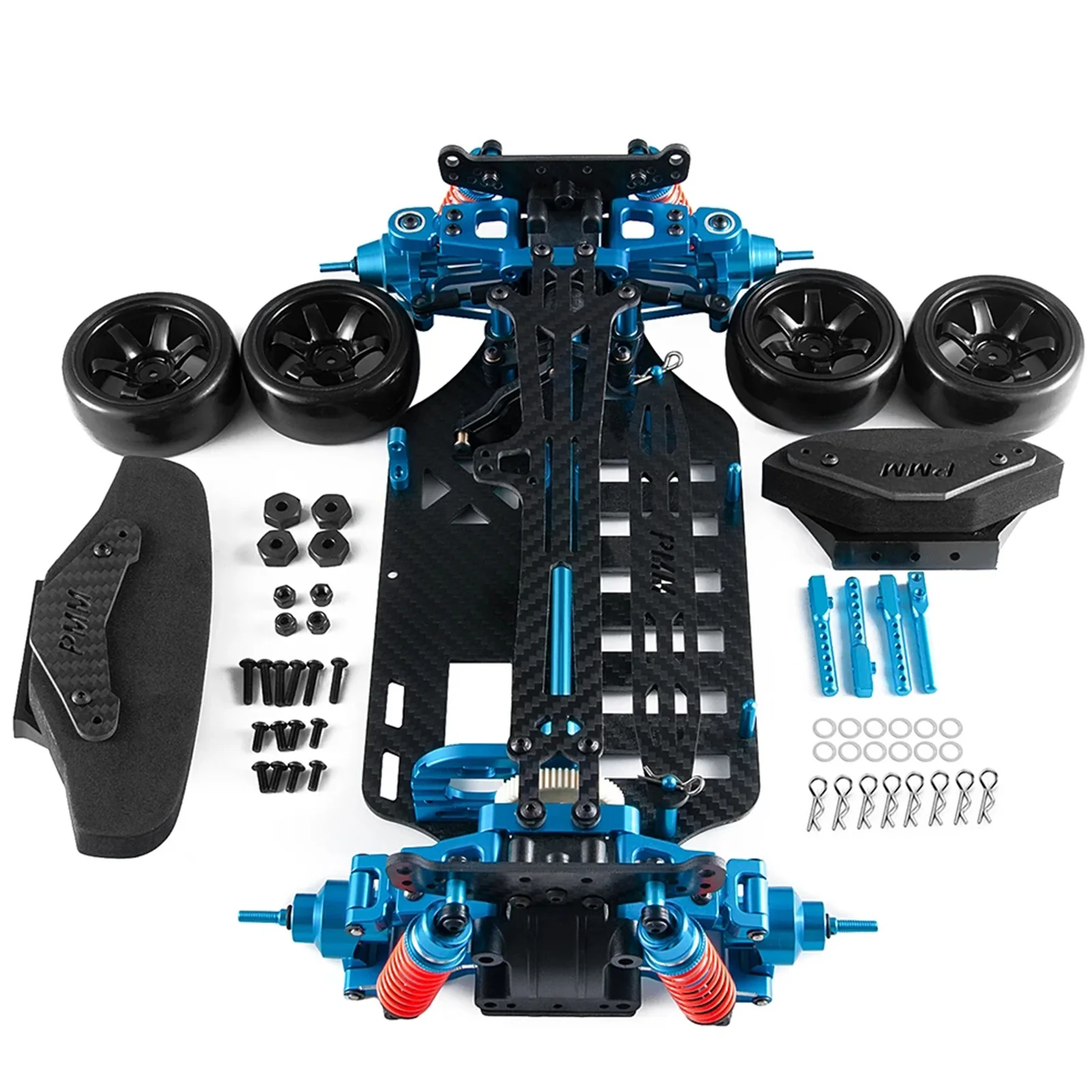 1/10 Telaio Auto In Lega di Alluminio Telaio In Fibra Kit Ruote di Plastica Ammortizzatori per Tamiya TT01 RC Drift Car Parti FAI DA TE