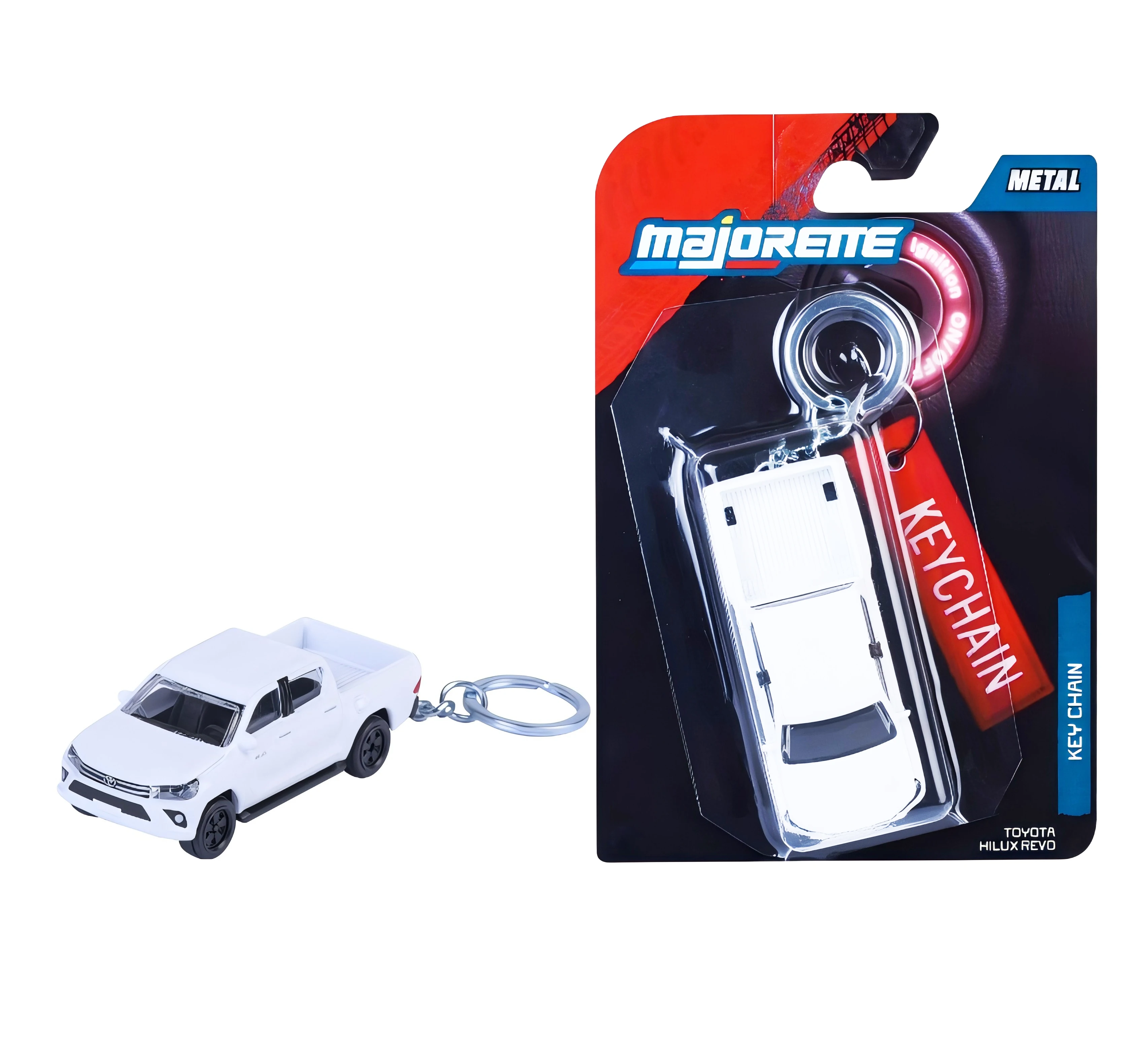 Majorette Diecast Car Model Keychain – Ford Raptor/Mustang Dark Horse/Toyota Hilux Revo Red&White Vehicle Keychain - view 2