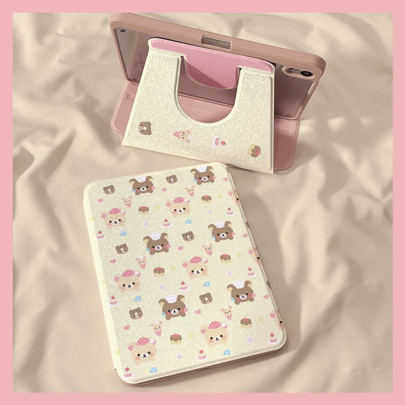 

Kawaii Rilakkuma IPad Pro Protective Cover Cartoon 360 Rotation Air7 Pen Slot MINI7 Anti Drop Air2025 11 Generation Gifts Toys
