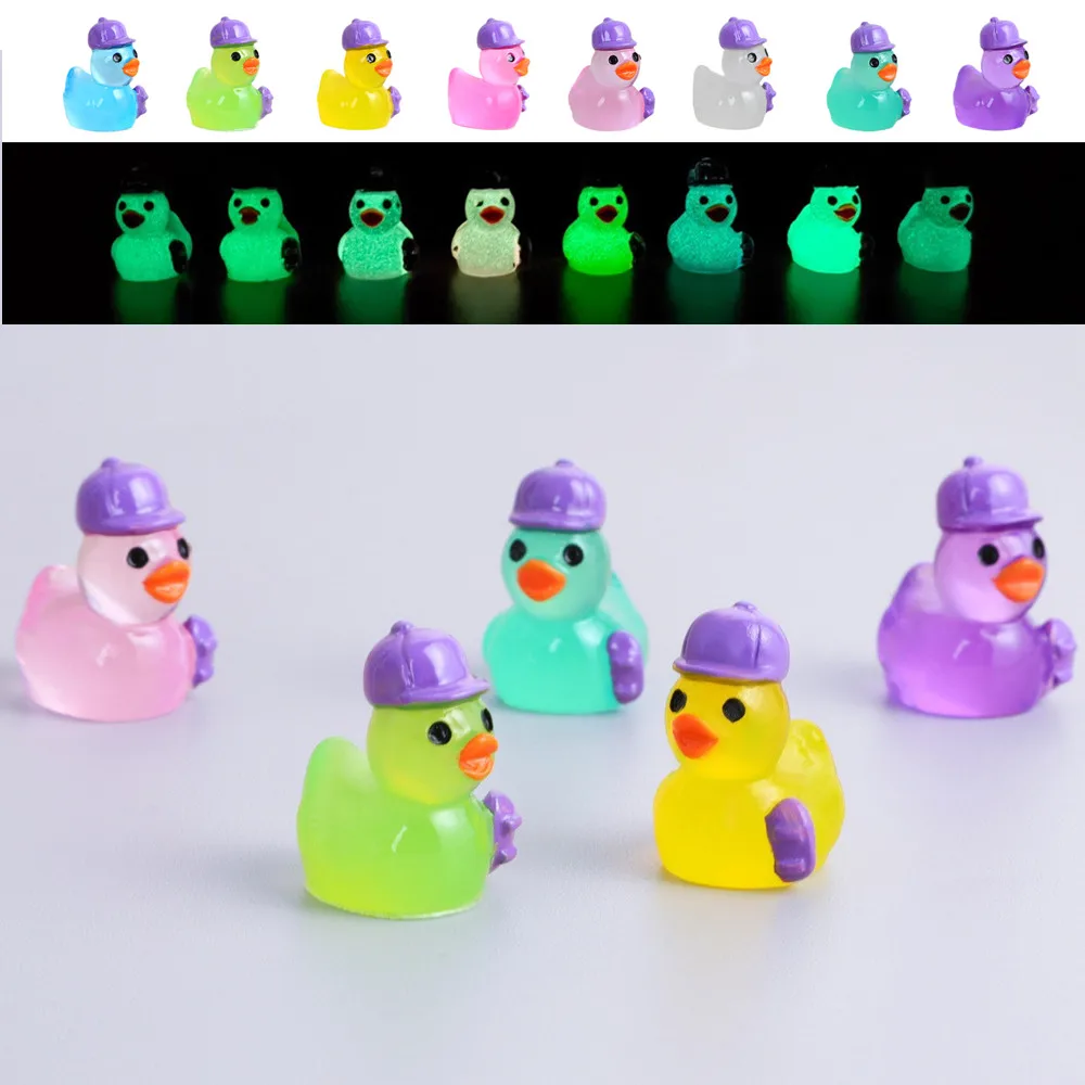 Figuras decorativas de Mini patos de Rap, 8 colores, pato de Hip-hop en miniatura luminoso, decoración para sala de estar, accesorios Kawaii DIY