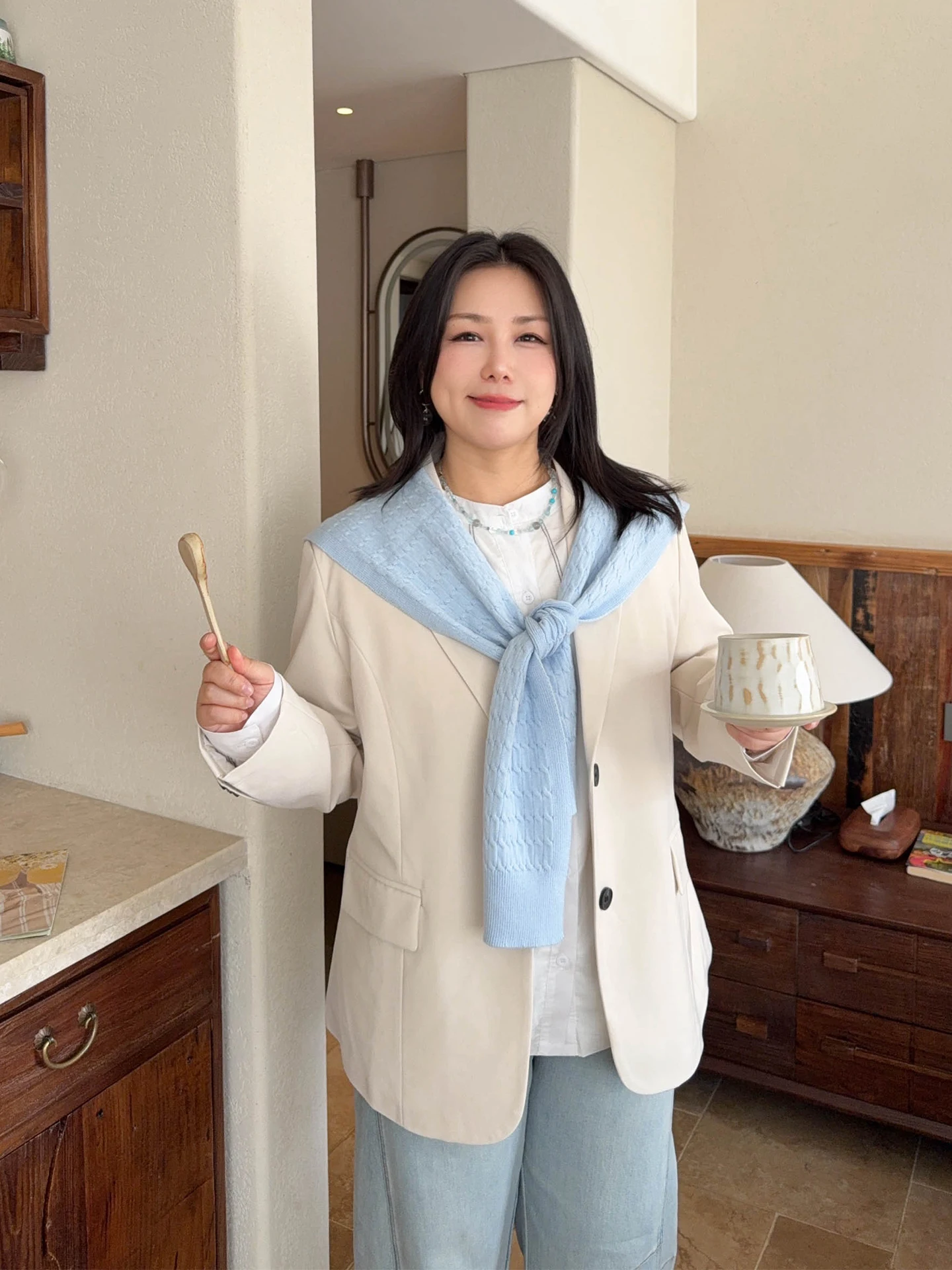 

VOGANA Large Size Women's Casual Suit Loose oulder Pad Slimming Outerwear Korean Sle Commute Polyester Fiber Spring