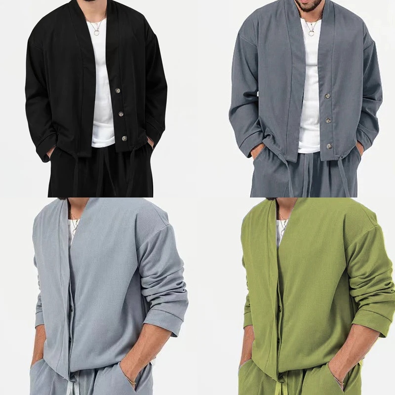 Ensemble Deux Pièces de Style Rétro Américain pour Homme, Veste à Manches sulfet Pantalon, Sans Chapeau, Collection Automne 2024