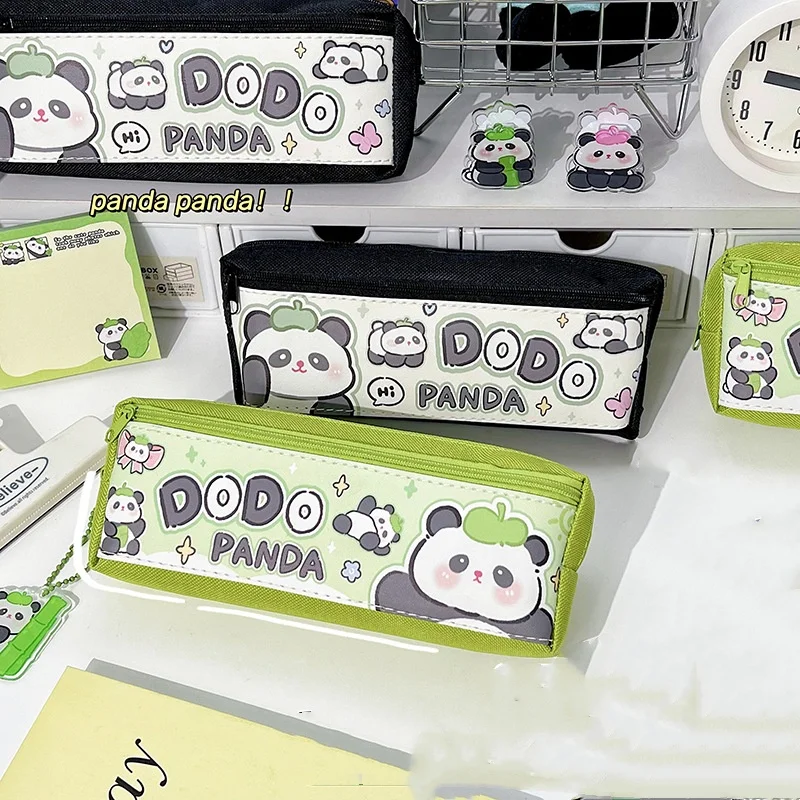 16 pcs/lot Kawaii Panda Pencil Case Cute PU Leather Pencil bag box Stationery Pen Pouch Office School Supplies