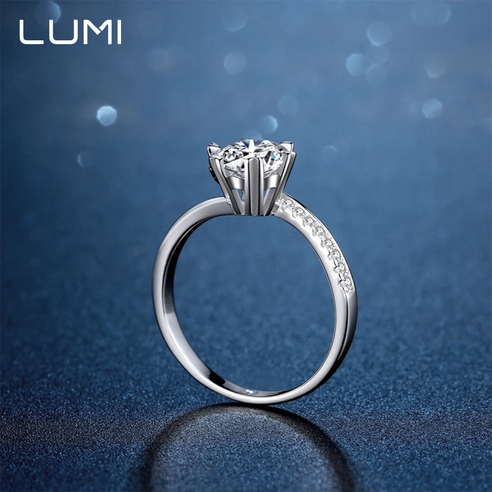 

Женское обручальное кольцо с муассанитом VVS D-Color | Свадебные украшения из стерлингового серебра 925 пробы, обещанное обручальное кольцо, лабораторный бриллиант GRA