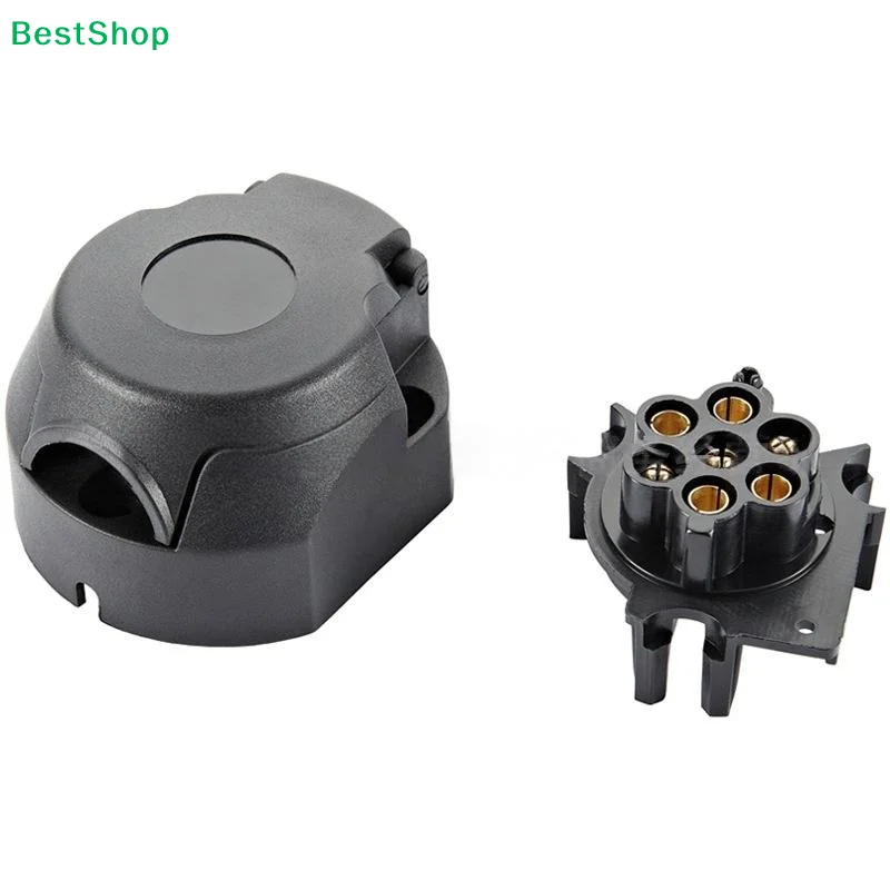 ♫7-Pin Trailer Socket with Dust Cover,Heavy-Duty 12V Trailer Wiring Connector for Tow Vehicles,Caravans & Trailers
